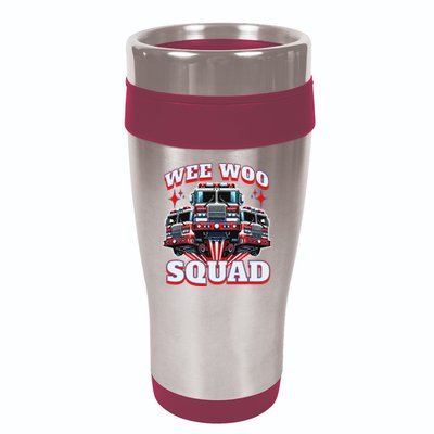 Wee Woo Squad Funny Firefighter Fire Trucks 16oz Travel Tumbler