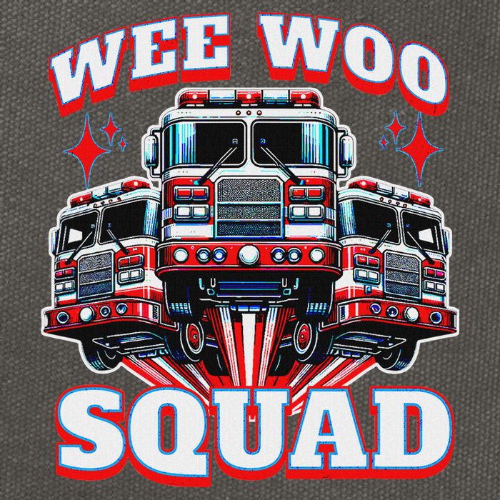 Wee Woo Squad Funny Firefighter Fire Trucks Cotton Canvas Backpack