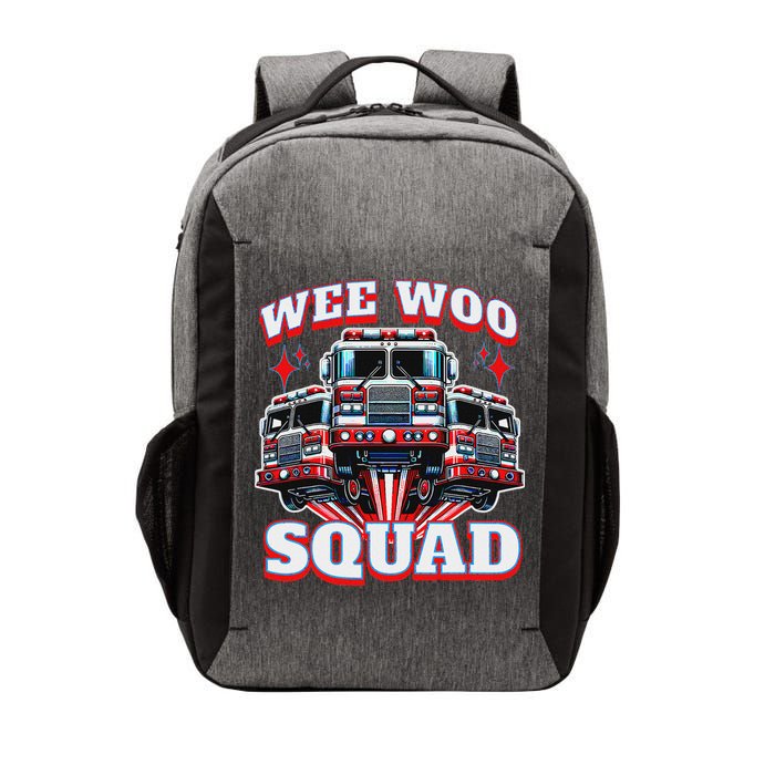 Wee Woo Squad Funny Firefighter Fire Trucks Vector Backpack