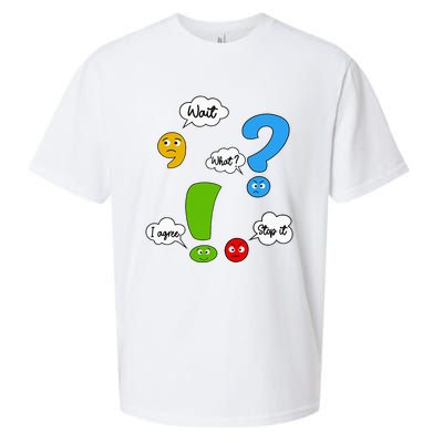 Wait What Stop It I Agree Funny Punctuation Grammar Teacher Sueded Cloud Jersey T-Shirt