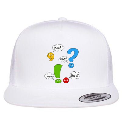 Wait What Stop It I Agree Funny Punctuation Grammar Teacher Flat Bill Trucker Hat