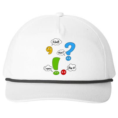 Wait What Stop It I Agree Funny Punctuation Grammar Teacher Snapback Five-Panel Rope Hat