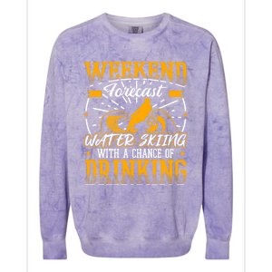 WeekendForecast Water Skiing Cool Gift Colorblast Crewneck Sweatshirt