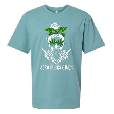 Women Weed Skull Cannabis Marijuana 420 Thc Weed Lover Sueded Cloud Jersey T-Shirt