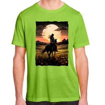 Wild West Sunset Rider Girl Adult ChromaSoft Performance T-Shirt