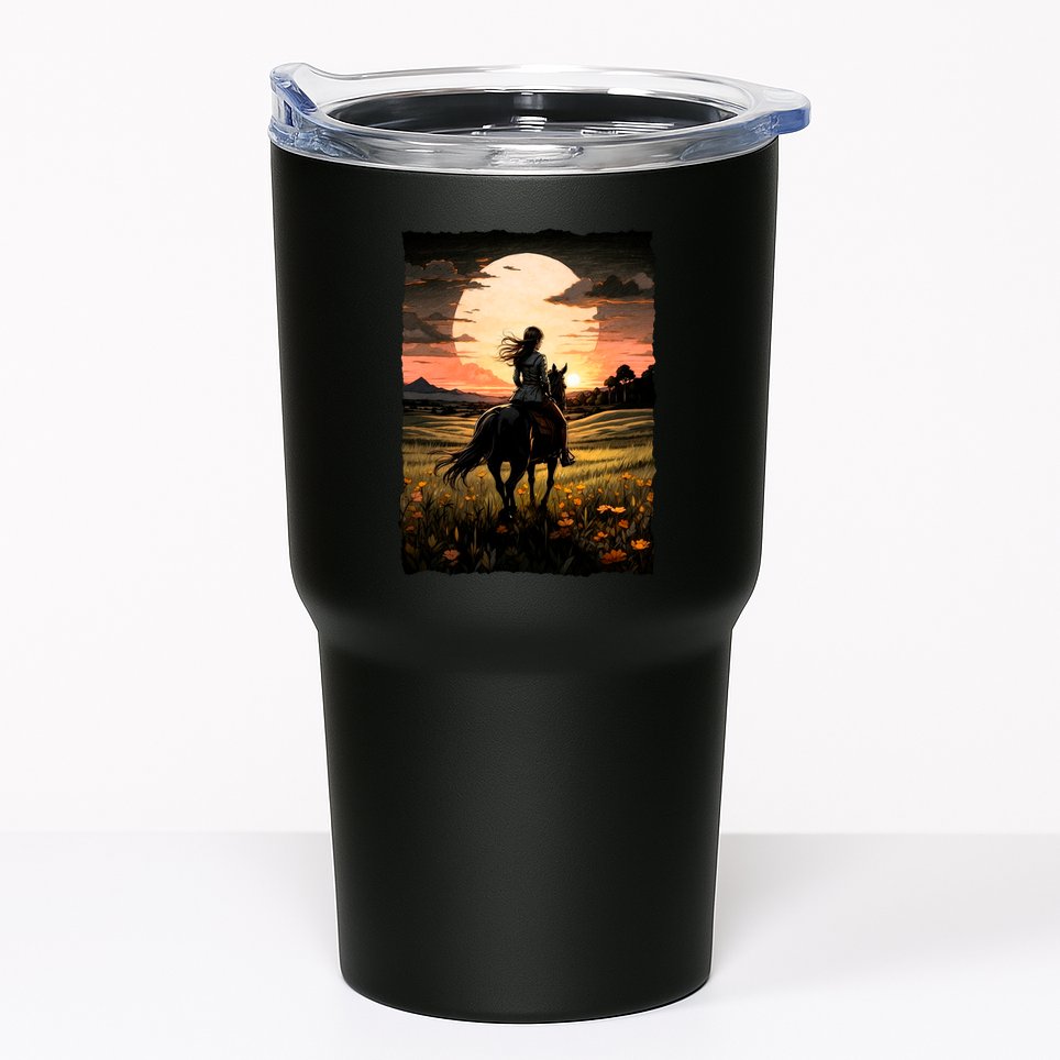 Wild West Sunset Rider Girl Tumbler
