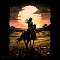 Wild West Sunset Rider Girl Premium T-Shirt