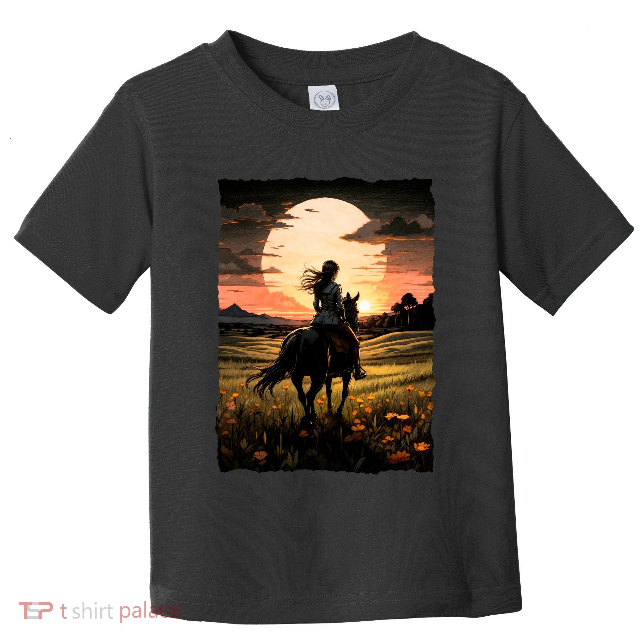 Wild West Sunset Rider Girl Toddler T-Shirt