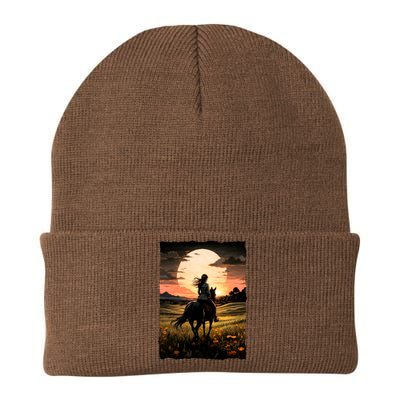 Wild West Sunset Rider Girl Knit Cap Winter Beanie