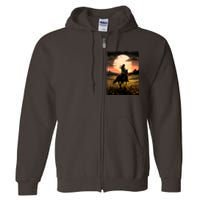 Wild West Sunset Rider Girl Full Zip Hoodie