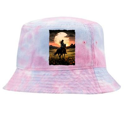 Wild West Sunset Rider Girl Tie-Dyed Bucket Hat