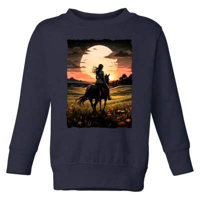 Wild West Sunset Rider Girl Toddler Sweatshirt