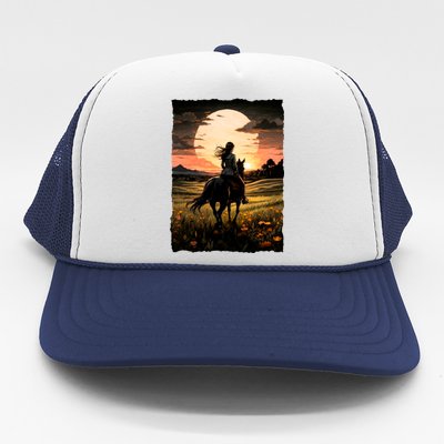 Wild West Sunset Rider Girl Trucker Hat