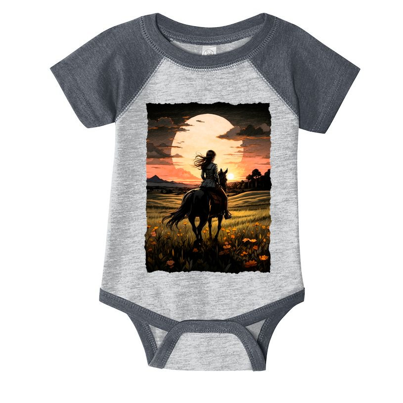 Wild West Sunset Rider Girl Infant Baby Jersey Bodysuit