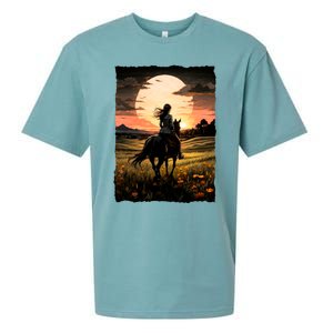 Wild West Sunset Rider Girl Sueded Cloud Jersey T-Shirt