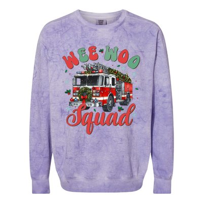 Wee Woo Squad Fire Truck Firefighter Christmas Colorblast Crewneck Sweatshirt