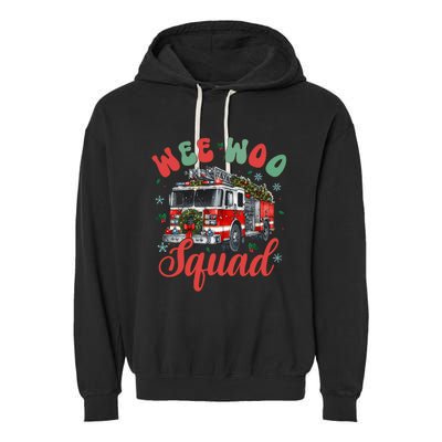 Wee Woo Squad Fire Truck Firefighter Christmas Garment-Dyed Fleece Hoodie