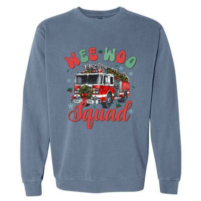 Wee Woo Squad Fire Truck Firefighter Christmas Garment-Dyed Sweatshirt