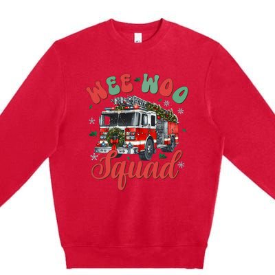 Wee Woo Squad Fire Truck Firefighter Christmas Premium Crewneck Sweatshirt