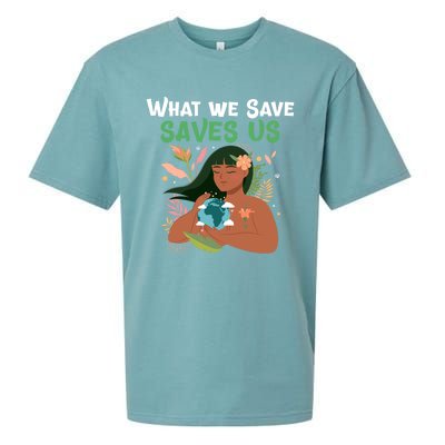 What We Save Saves Us Cute Tee Mother Nature Earth Peace Funny Gift Sueded Cloud Jersey T-Shirt