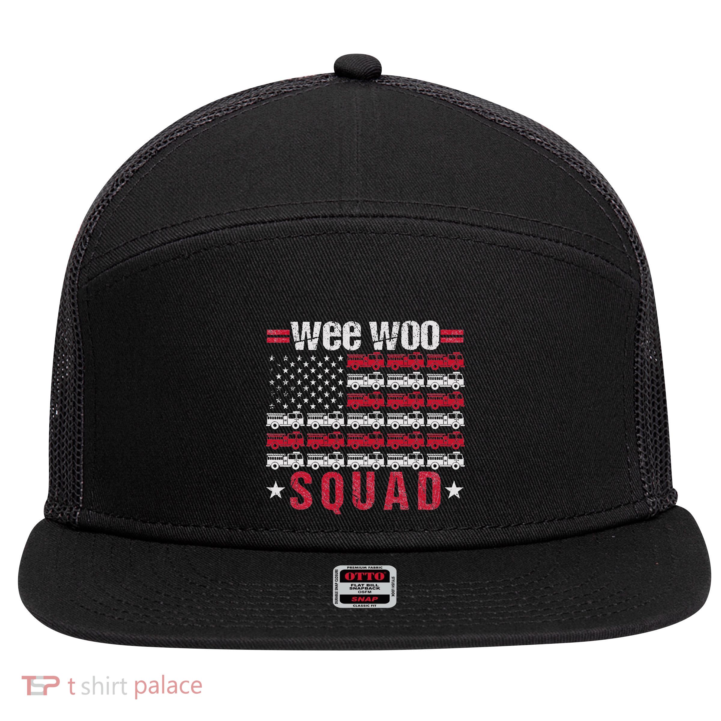 Wee Woo Squad Fire Truck 7 Panel Mesh Trucker Snapback Hat