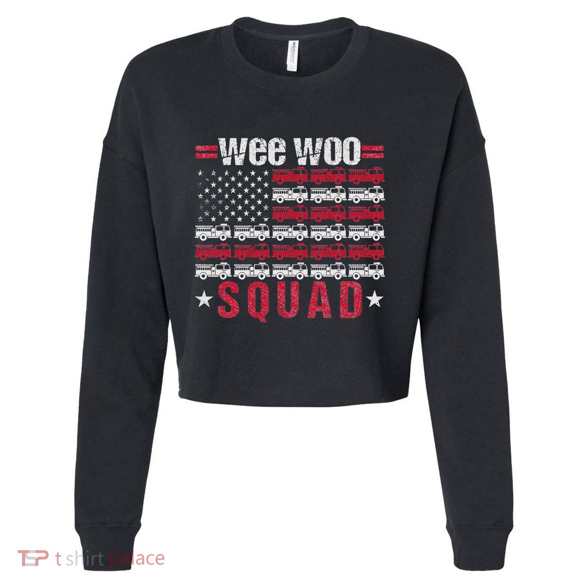 Wee Woo Squad Fire Truck Cropped Pullover Crew