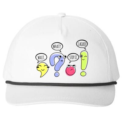 Wait What Stop It I Agree Funny Grammar Teacher Punctuation Snapback Five-Panel Rope Hat