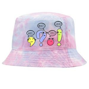 Wait What Stop It I Agree Funny Grammar Teacher Punctuation Tie-Dyed Bucket Hat