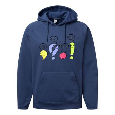 Wait What Stop It I Agree Funny Grammar Teacher Punctuation Performance Fleece Hoodie