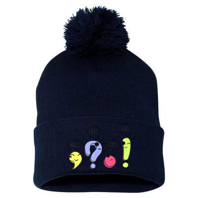 Wait What Stop It I Agree Funny Grammar Teacher Punctuation Pom Pom 12in Knit Beanie