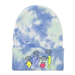 Wait What Stop It I Agree Funny Grammar Teacher Punctuation Tie Dye 12in Knit Beanie