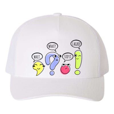 Wait What Stop It I Agree Funny Grammar Teacher Punctuation Yupoong Adult 5-Panel Trucker Hat