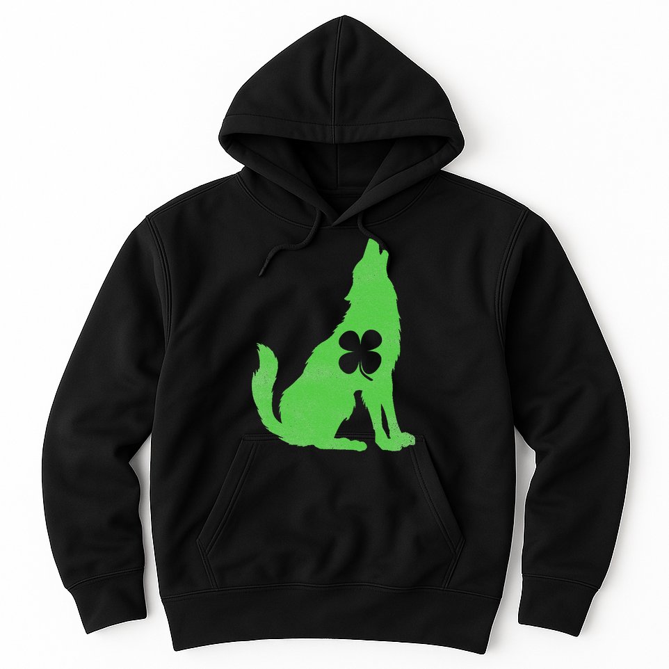 Wolf Wolves St. Patrick's Day Irish Shamrock Saint Paddy's Hoodie