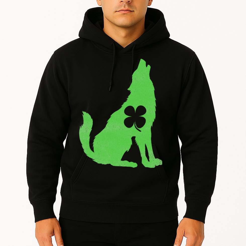 Wolf Wolves St. Patrick's Day Irish Shamrock Saint Paddy's Hoodie