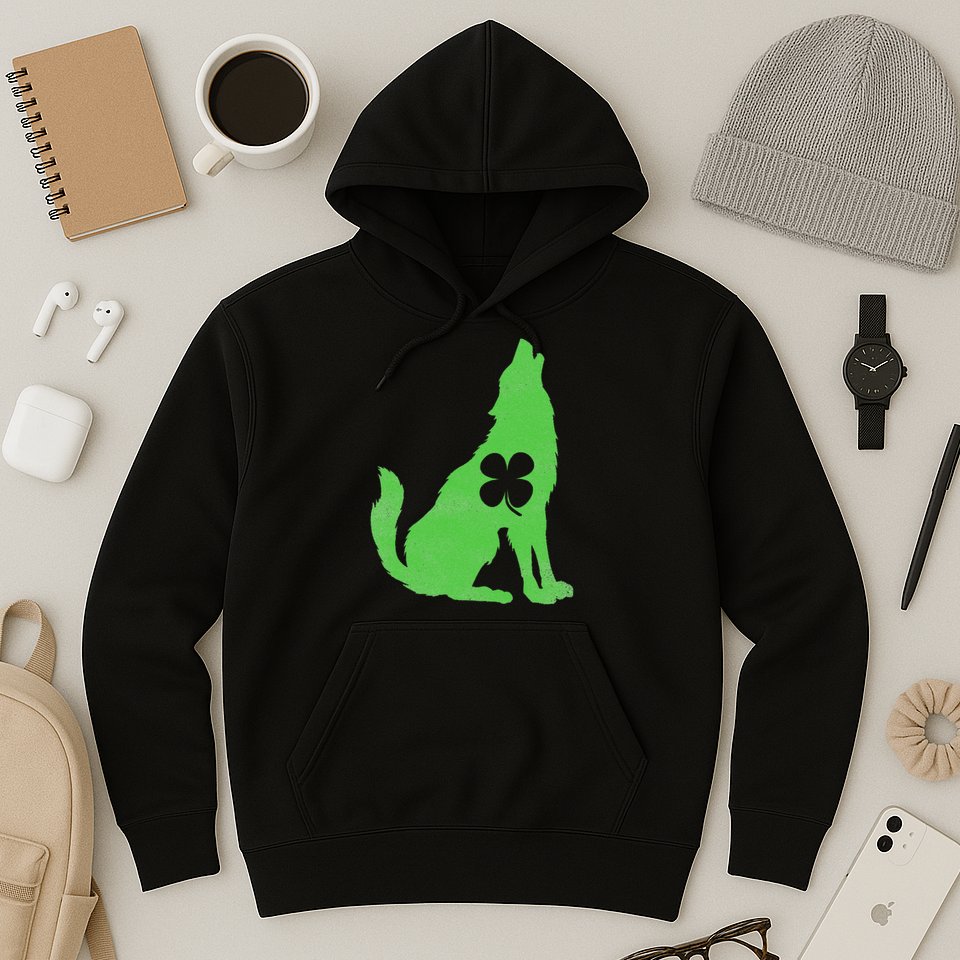 Wolf Wolves St. Patrick's Day Irish Shamrock Saint Paddy's Hoodie