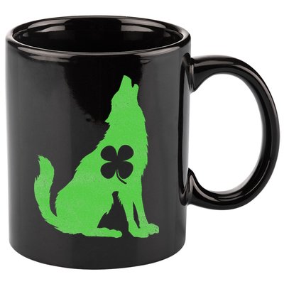 Wolf Wolves St. Patrick's Day Irish Shamrock Saint Paddy's 11oz C Handle Ceramic Mug