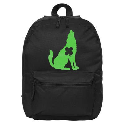 Wolf Wolves St. Patrick's Day Irish Shamrock Saint Paddy's 16 in Basic Backpack