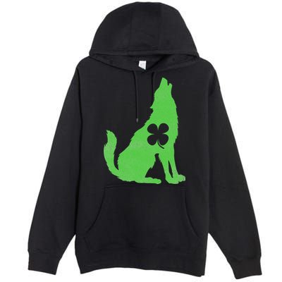 Wolf Wolves St. Patrick's Day Irish Shamrock Saint Paddy's Premium Pullover Hoodie