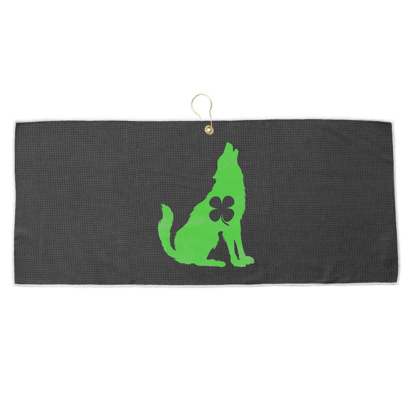 Wolf Wolves St. Patrick's Day Irish Shamrock Saint Paddy's Large Microfiber Waffle Golf Towel