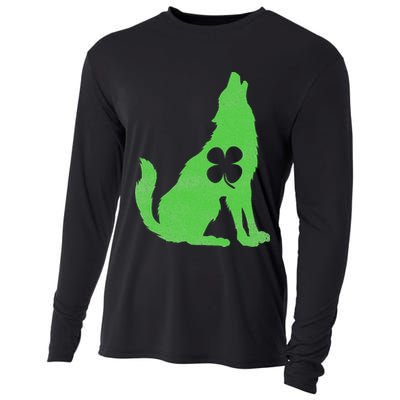 Wolf Wolves St. Patrick's Day Irish Shamrock Saint Paddy's Cooling Performance Long Sleeve Crew