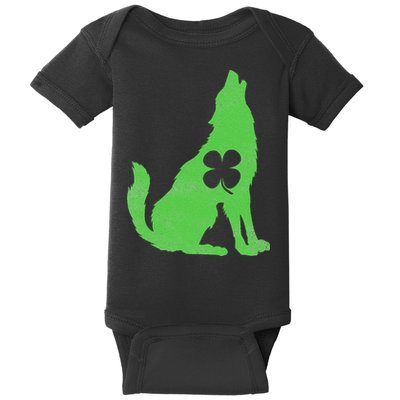 Wolf Wolves St. Patrick's Day Irish Shamrock Saint Paddy's Baby Bodysuit