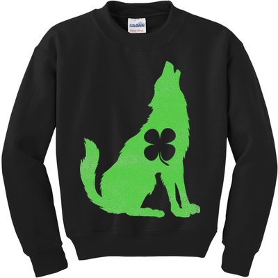 Wolf Wolves St. Patrick's Day Irish Shamrock Saint Paddy's Kids Sweatshirt