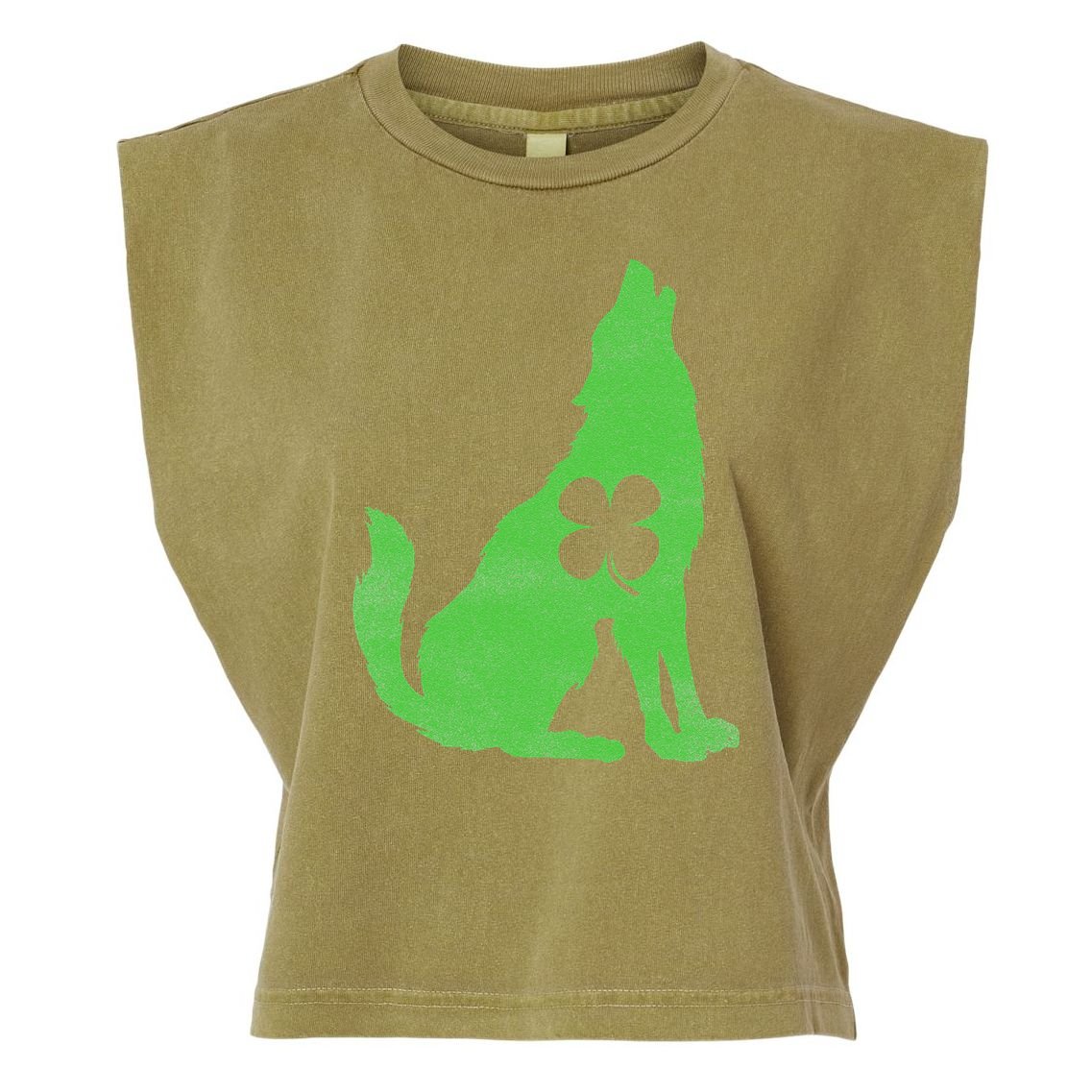 Wolf Wolves St. Patrick's Day Irish Shamrock Saint Paddy's Garment-Dyed Women's Muscle Tee