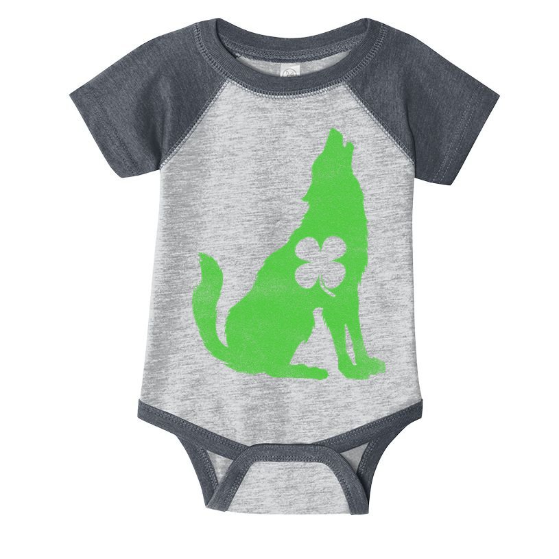 Wolf Wolves St. Patrick's Day Irish Shamrock Saint Paddy's Infant Baby Jersey Bodysuit
