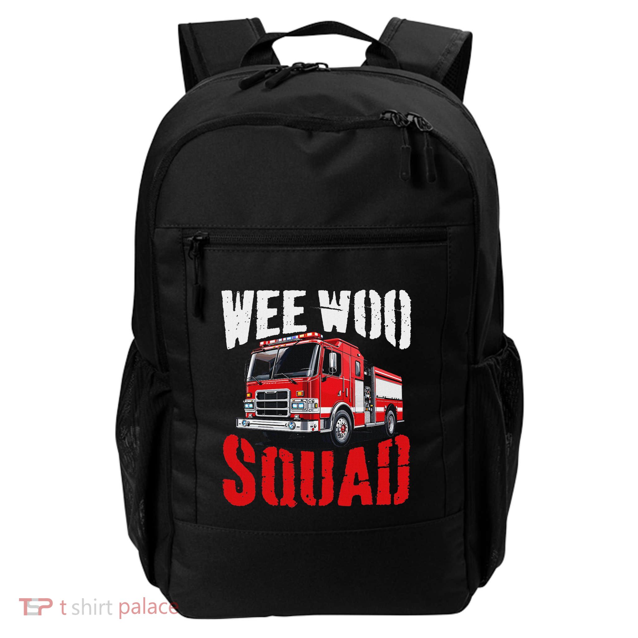 Wee Woo Squad Funny Firefighter Fire Truck Fireman Women Daily Commute Backpack