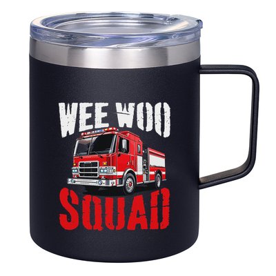 Wee Woo Squad Funny Firefighter Fire Truck Fireman Women 12oz Stainless Steel Coffee Mug