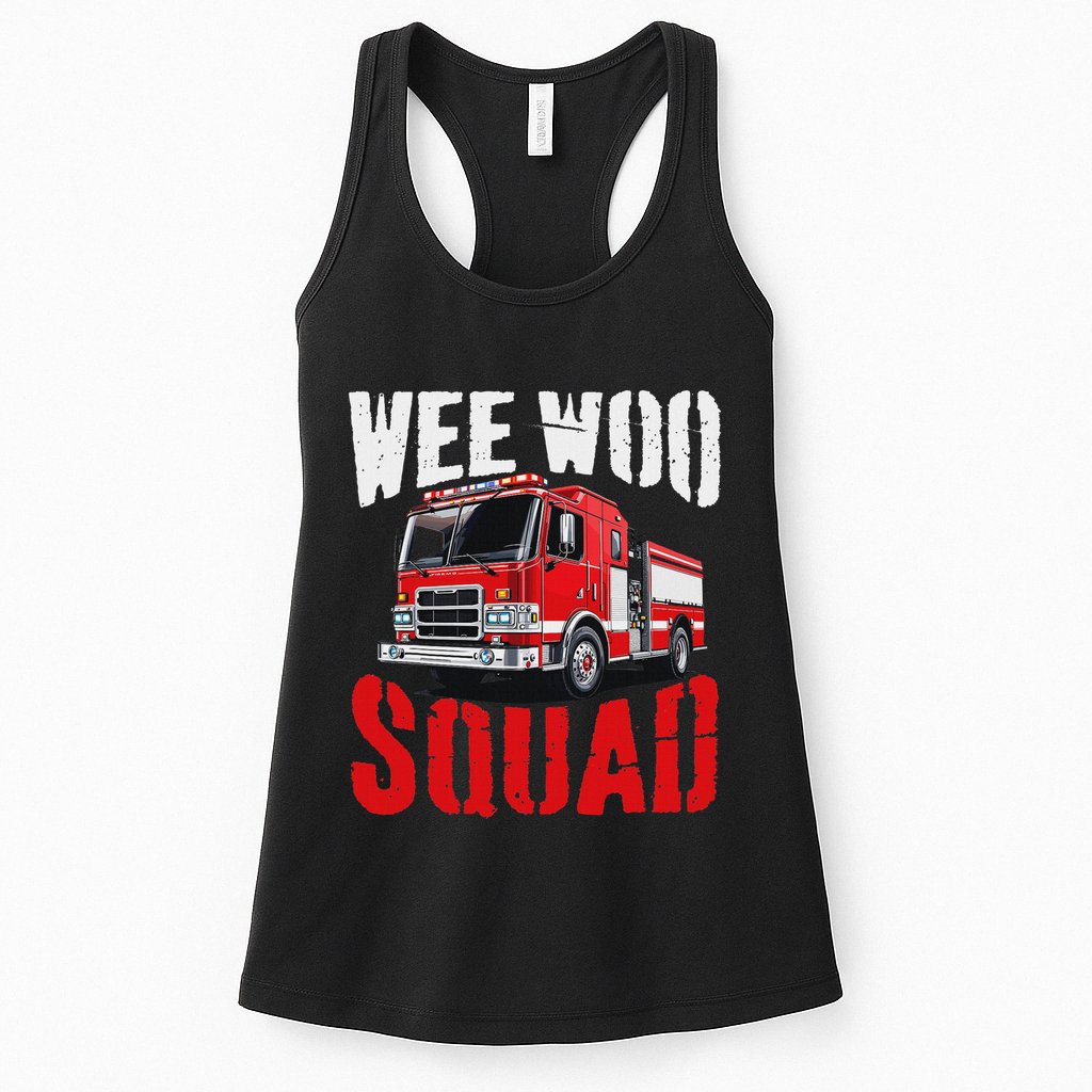 Wee Woo Squad Funny Firefighter Fire Truck Fireman Women Womens Tank Top