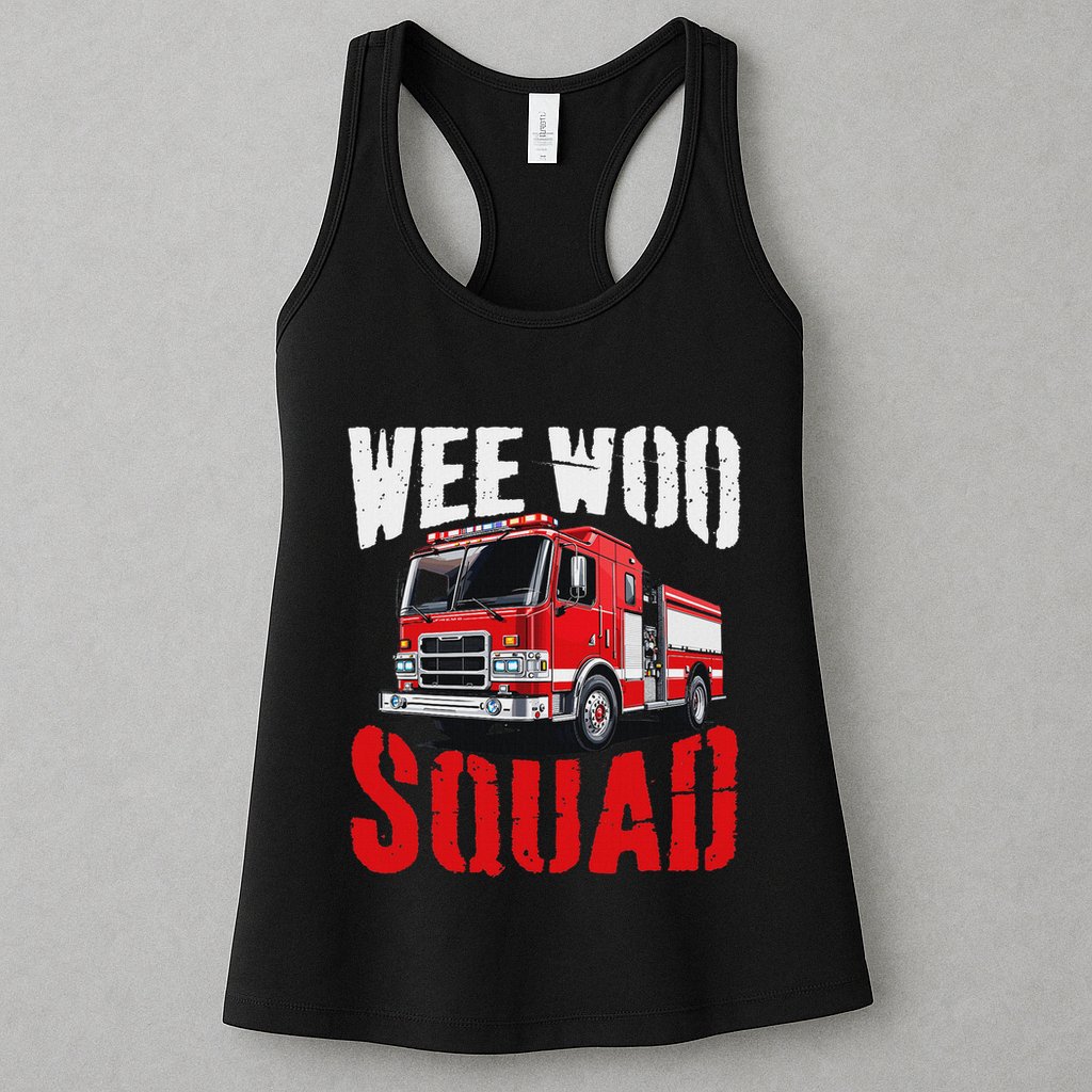 Wee Woo Squad Funny Firefighter Fire Truck Fireman Women Womens Tank Top