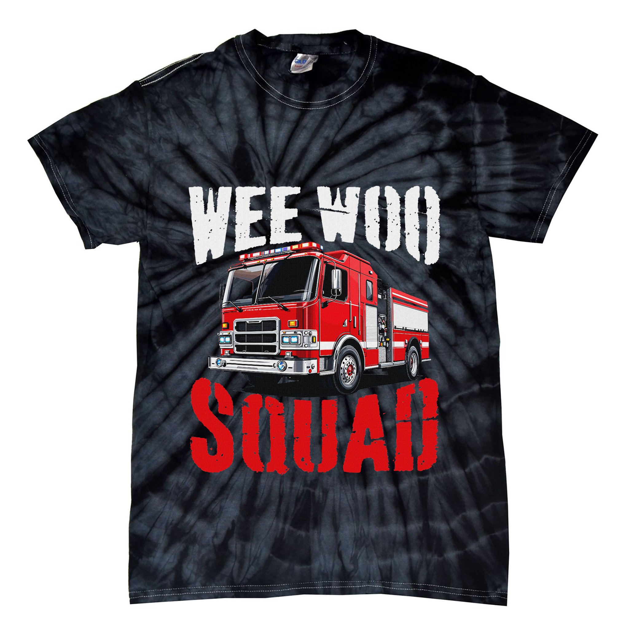 Wee Woo Squad Funny Firefighter Fire Truck Fireman Women Tie-Dye T-Shirt