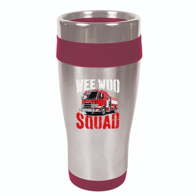 Wee Woo Squad Funny Firefighter Fire Truck Fireman Women 16oz Travel Tumbler